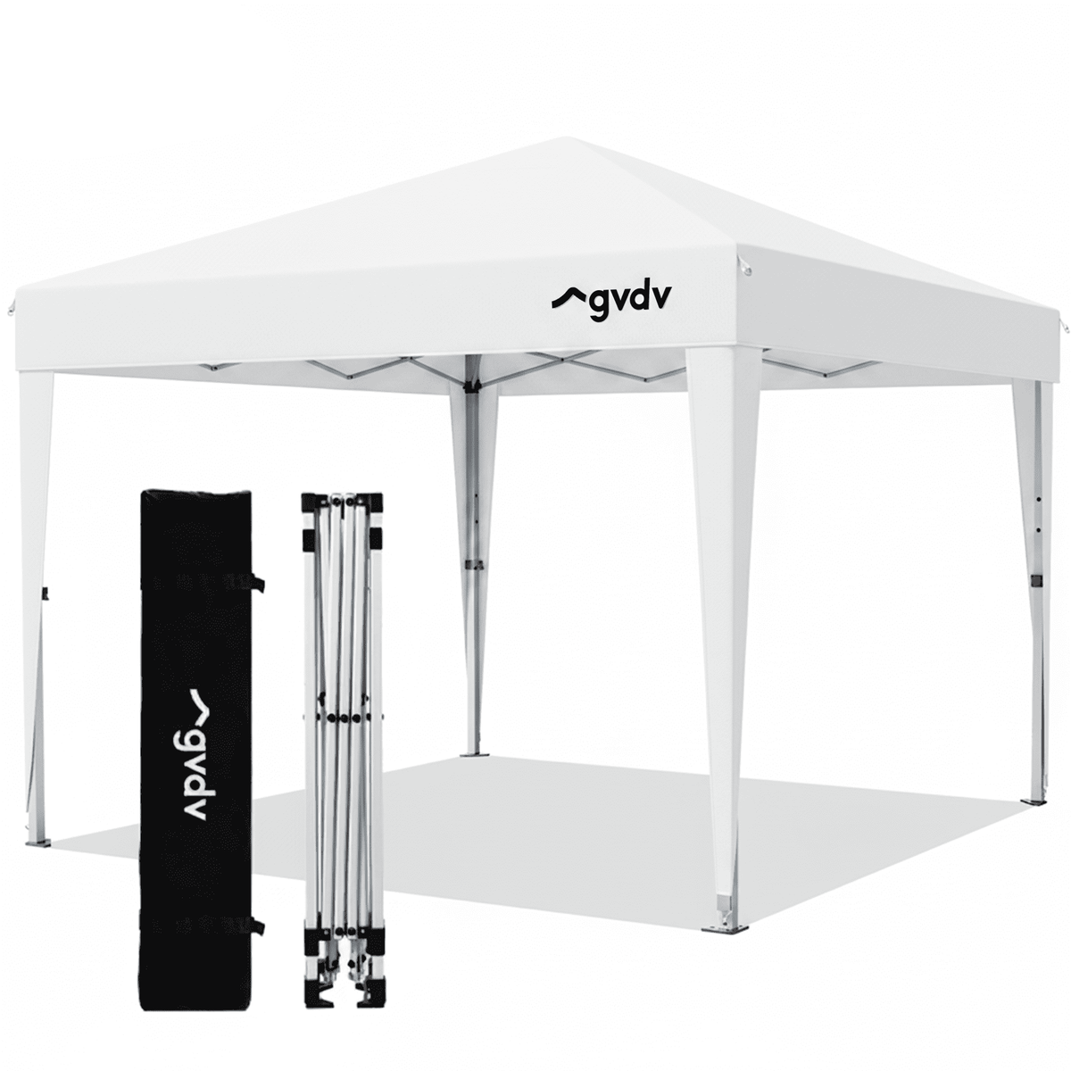 GVDV 10x10 Pop Up Canopy Tent, Instant Straight Leg Canopy, Outdoor Shading Shelter, White