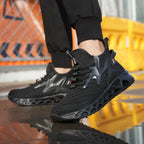 Knitted Steel Toe Safety Sneakers - Breathable Wide-Opening Work Shoes