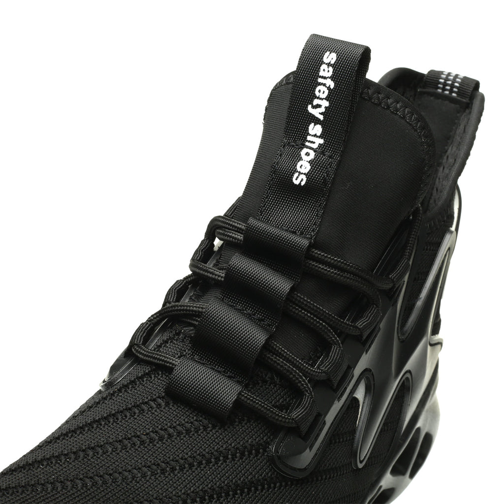 Knitted Steel Toe Safety Sneakers - Breathable Wide-Opening Work Shoes