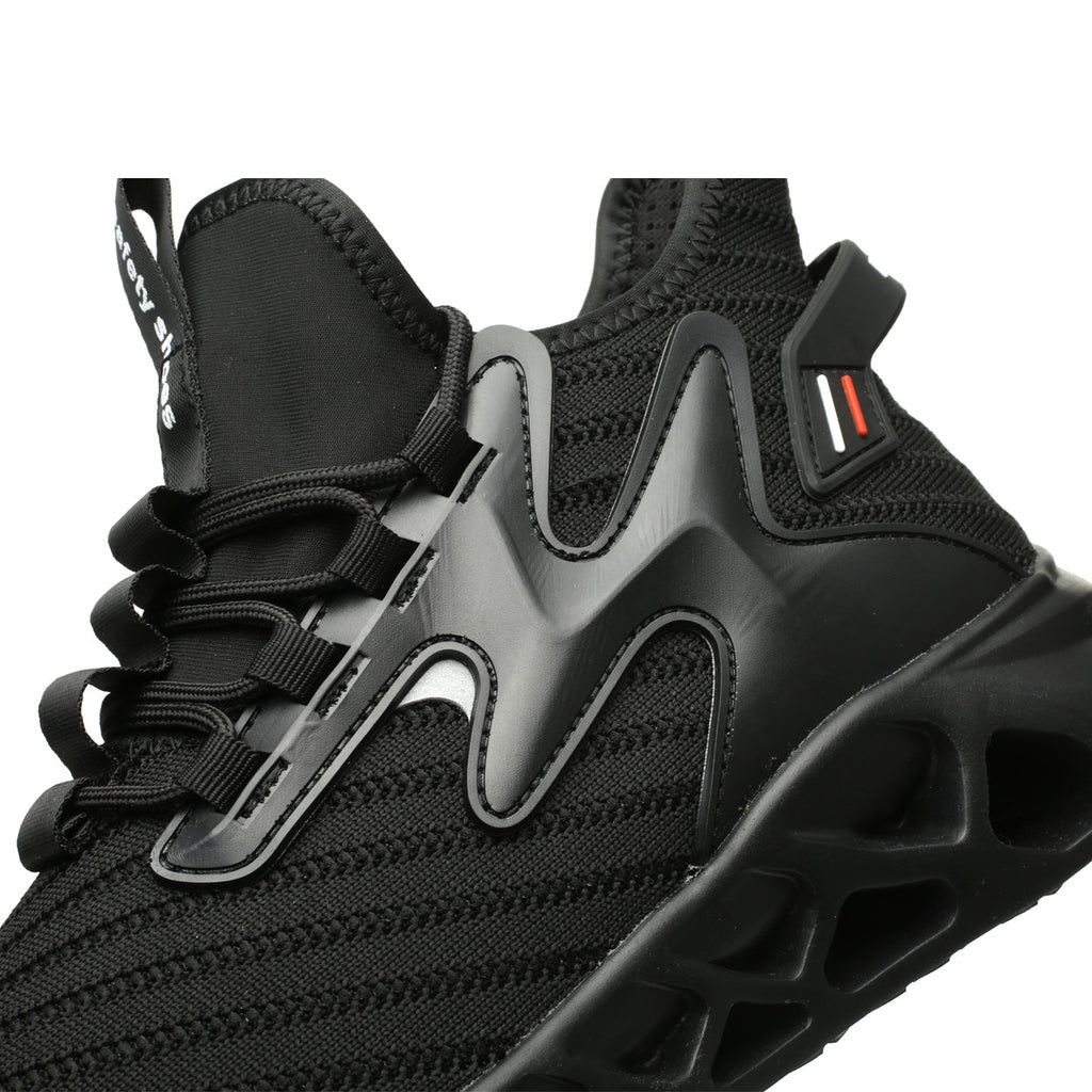 Knitted Steel Toe Safety Sneakers - Breathable Wide-Opening Work Shoes