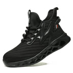 Knitted Steel Toe Safety Sneakers - Breathable Wide-Opening Work Shoes