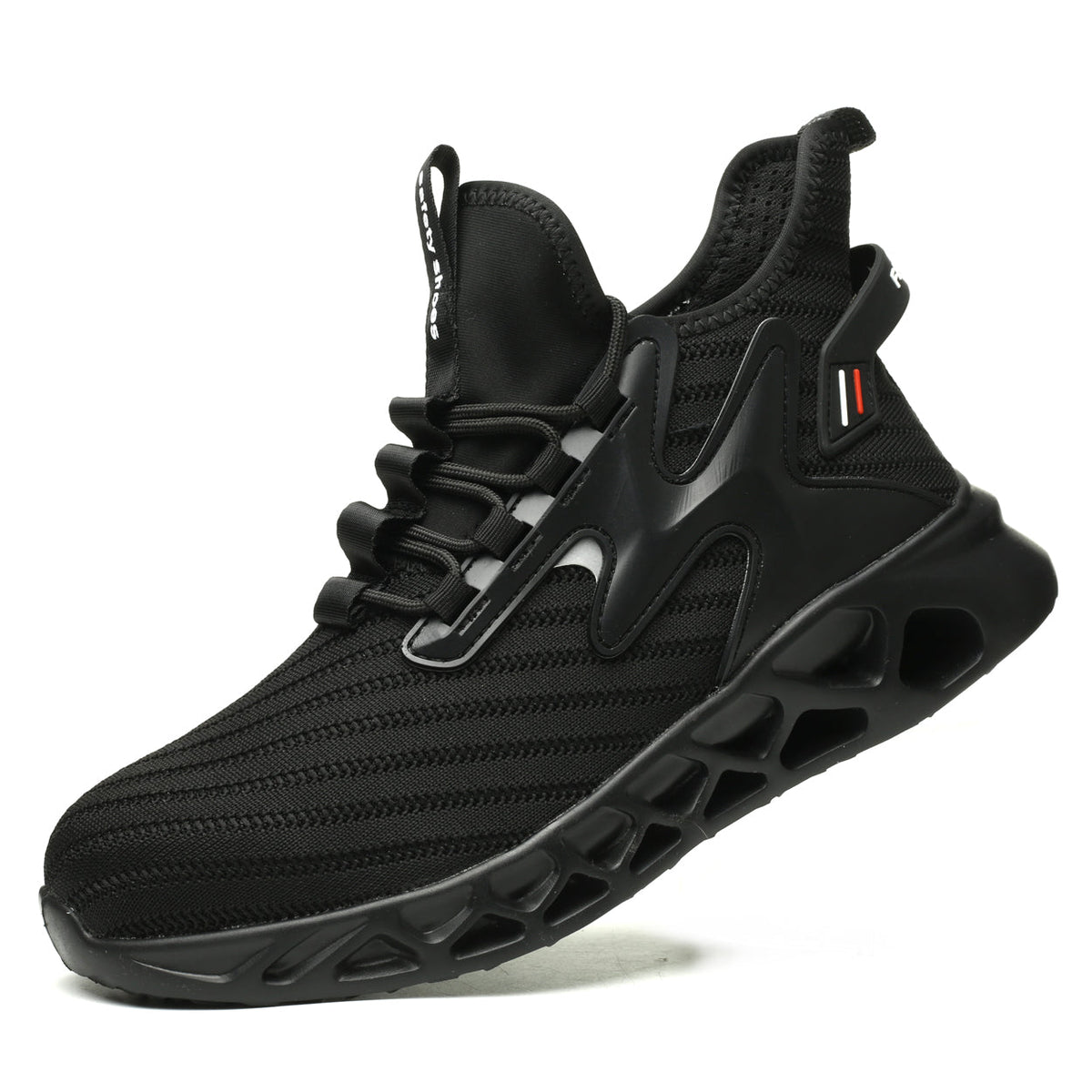 Knitted Steel Toe Safety Sneakers - Breathable Wide-Opening Work Shoes