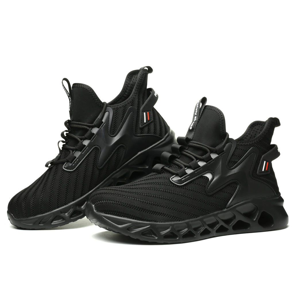 Knitted Steel Toe Safety Sneakers - Breathable Wide-Opening Work Shoes