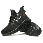 Knitted Steel Toe Safety Sneakers - Breathable Wide-Opening Work Shoes