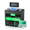 12 Volt 100Ah Lithium Iron Phosphate Battery with LED Meter, LiFePO4 Battery, 10 Year Lifetime, Low & High Temp Protection