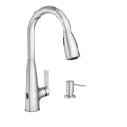 Moen Haelyn Chrome Touchless Single-Handle Pulldown Sprayer Kitchen Faucet with Soap Dispenser, Features Power Clean for a Faster Wash