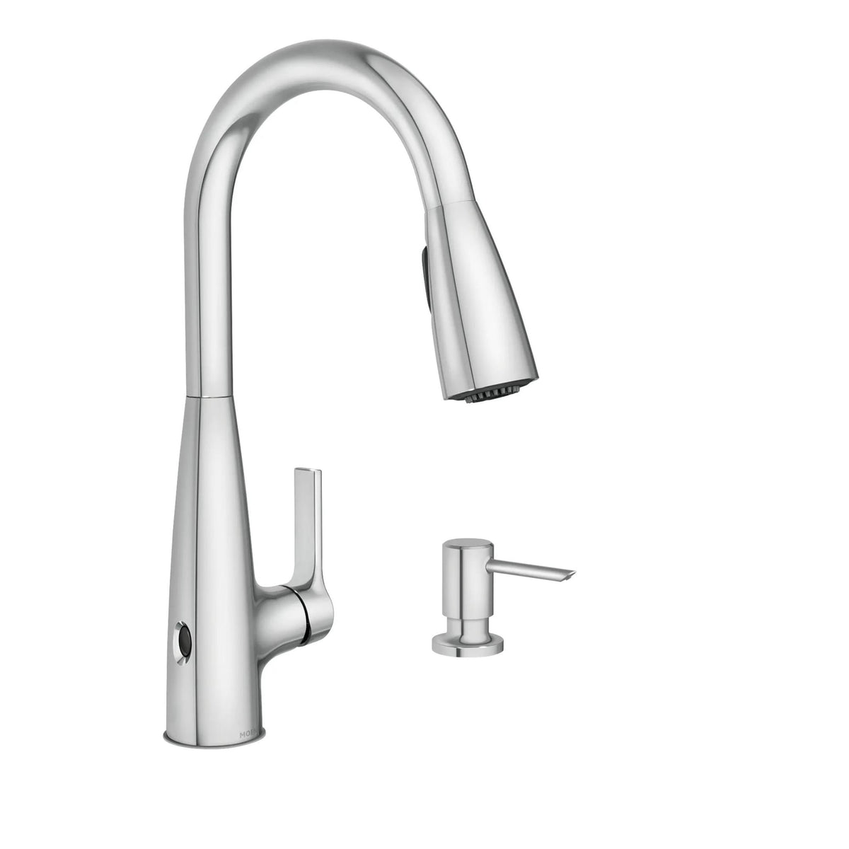Moen Haelyn Chrome Touchless Single-Handle Pulldown Sprayer Kitchen Faucet with Soap Dispenser, Features Power Clean for a Faster Wash