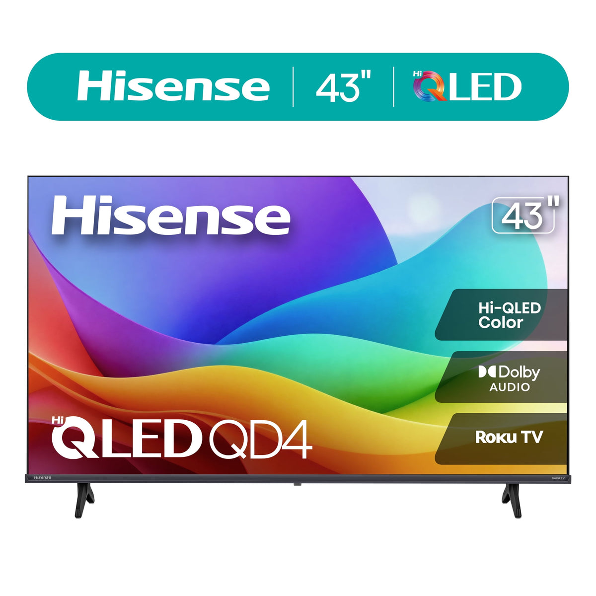 Hisense 43" Class QD40R Series Hi-QLED FHD Smart Roku TV (43QD40R, 2026 Model) - Hi - QLED Color, Dolby Audio, Full Array LED, Slim Bezel Design
