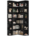 Homfa 73.9” Tall Corner Bookshelf, 6 Tier L-Shaped Large Display Bookcase with Curved Edges for Living Room Home Office Study, Black