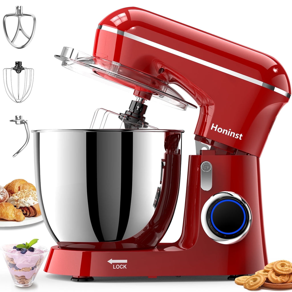 Honinst 6.5 QT Electric Stand Mixer, 10+P Speeds Lightweight with Tilt-Head Kitchen Stand Mixer, Dough Hook, Whisk, Beater and Bowl, Food Mixer for