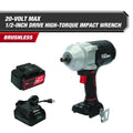 Hyper Tough 20V Max Brushless 1/2 in High-Torque Cordless Impact Wrench with 4 Ah Lithium-Ion Battery and Charger