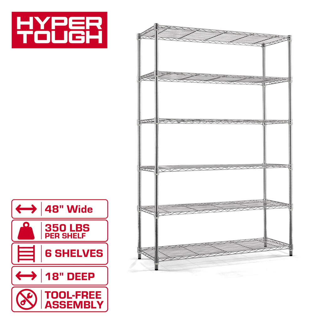 Hyper Tough 6-Tier Wire Shelving Unit, Chrome, Heavy-Duty Storage