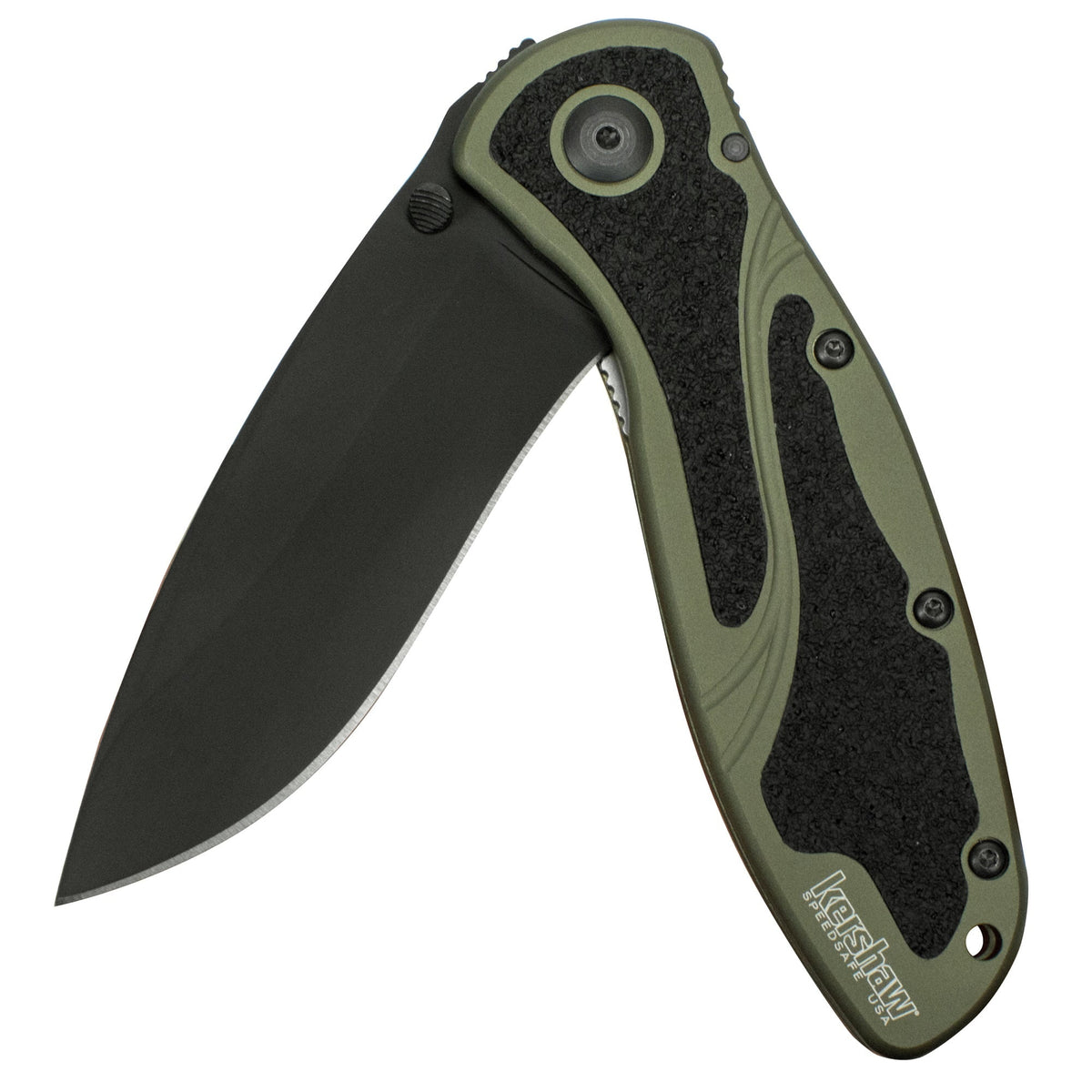 Kershaw Blur Olive and Black Pocket Knife, 3.4" Blade with Assisted Opening