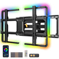 MountFTV Full Motion TV Wall Mount with Music-Sync RGB Light for 42-90" TVs up to 150 lbs, Fits 24″/16″ /12″ Wood Studs, Max 600x400mm, TV Wall Mount