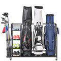 Mythinglogic Golf Bags Storage Rack with Wheels, Holds 3 Bags, Garage Organizer