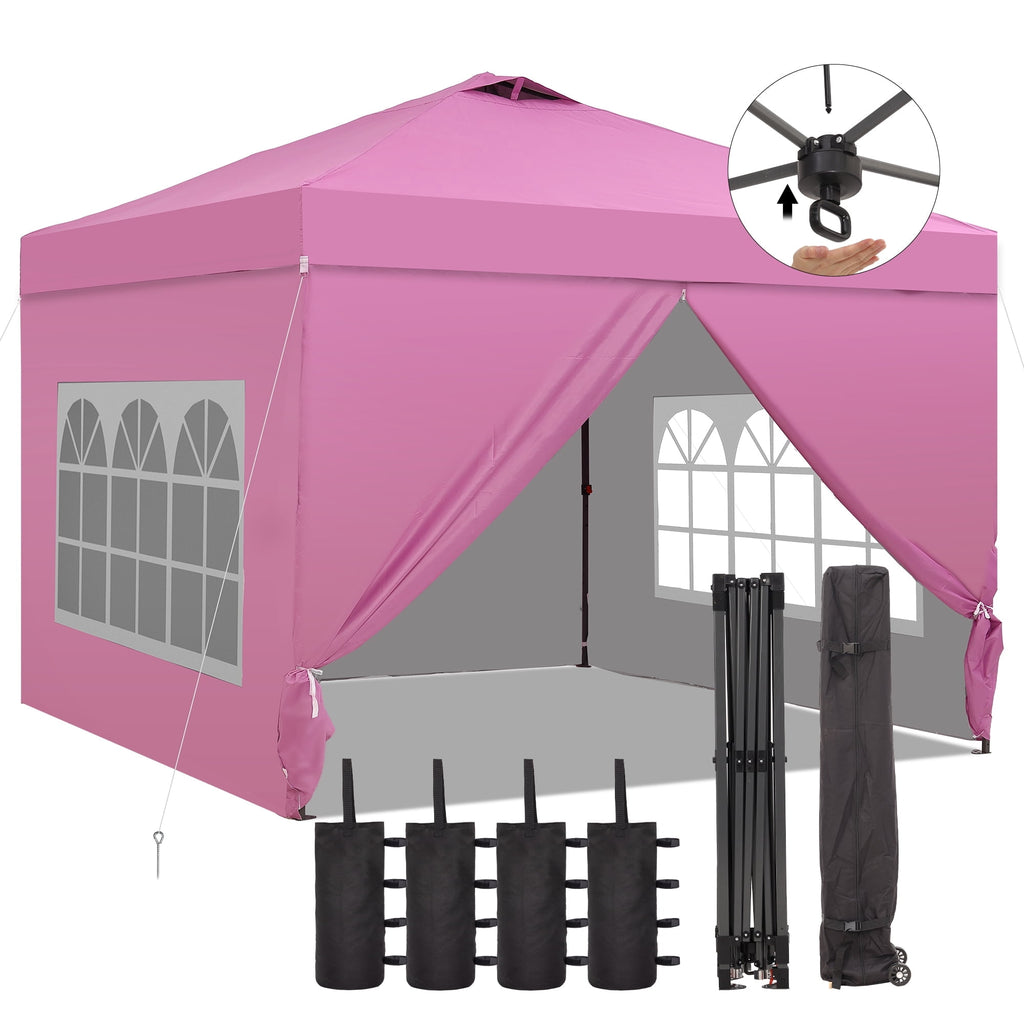 Outdoor Basic 12'x12'Pop up Canopy Tent with One Push Setup & Sidewalls, Instant Shade Gazebos with Adjustable Height, for Patio Deck Garden and