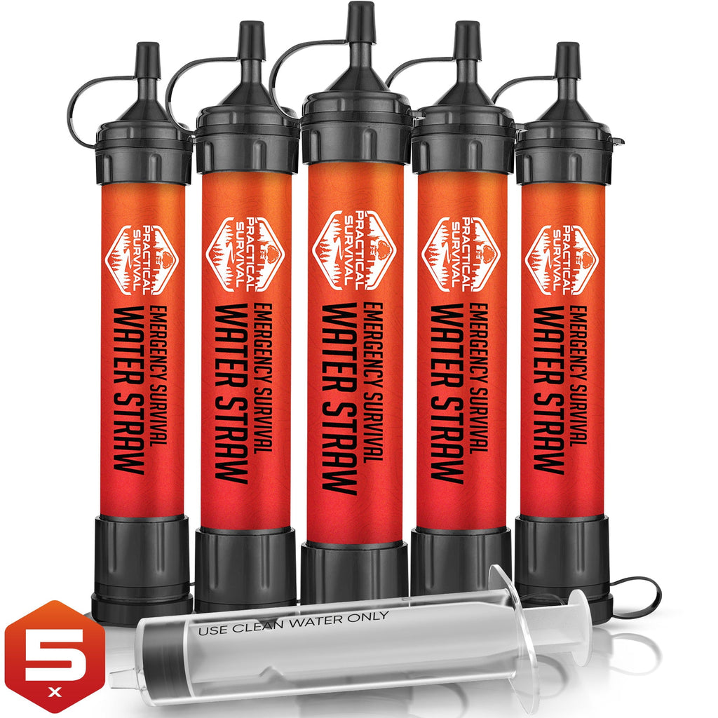 Personal Water Filter Straw, 5-Pack (Family)- Portable Water Filter for Camping, Hiking, Travel, Backpacking, Fishing, Biking, Survival & Emergency