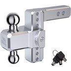 RENO Adjustable Trailer Hitch, Aluminum Dual-Balls with 2 Inch and 2-5/16 Inch, 6" Rise/Drop Hitch Ball Mount for 2" Receiver - 12,500 lbs Towing