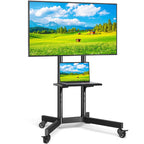 RTVR Modern Rolling TV Cart Stand on Wheels for 32-85 inch TVs, Black Swivel Mount Mobile Base Stand up to 150 lbs