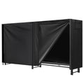 SPECSTAR 8ft Heavy Duty Indoor Outdoor Firewood Storage Log Rack with Cover Combo Set Black
