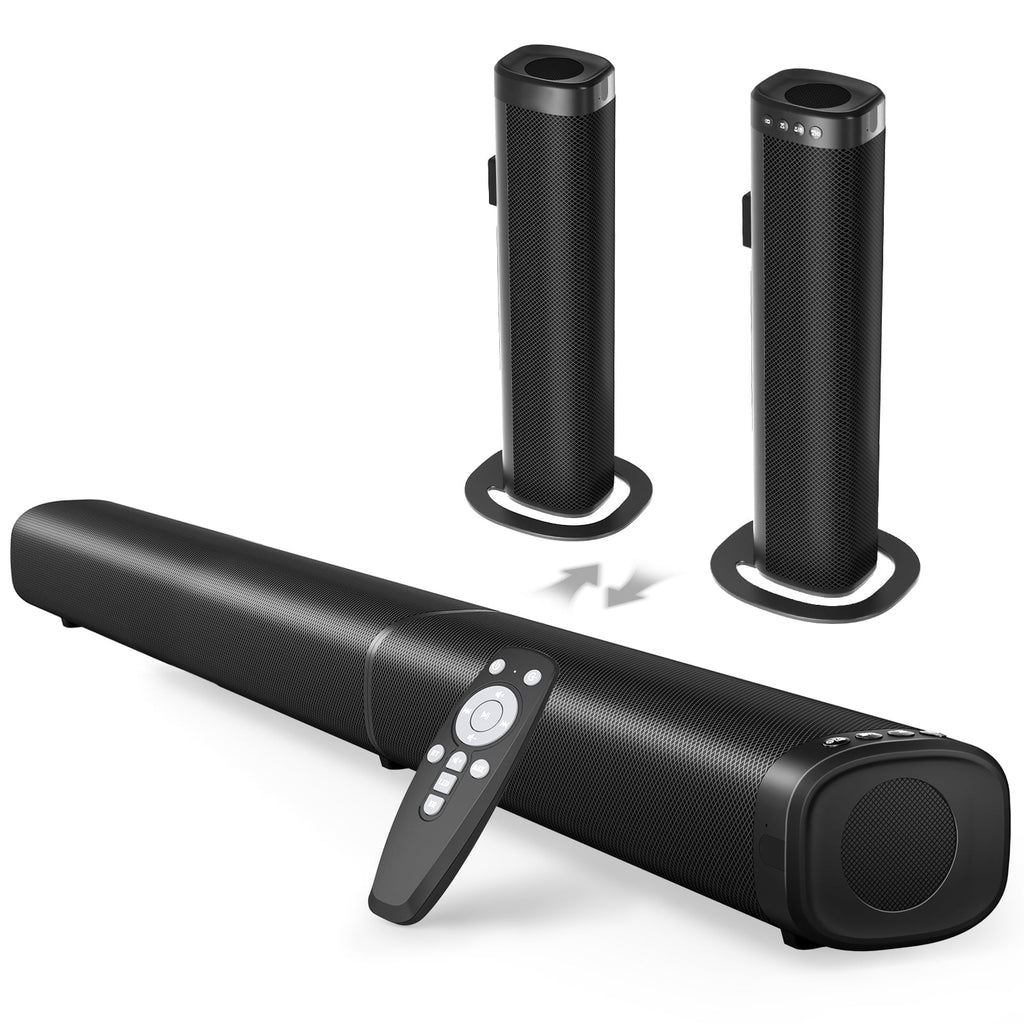 Sound Bar for Smart TV, 100W Bluetooth 5.3 Soundbar, 2-in-1 Detachable Sound Bar for TV, ARC/Optical/AUX, Surround Sound System for TV, Home Theater