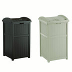 Suncast Trash Hideaway Outdoor Patio Trash Can Bin, 33 Gallon, 1 Java and 1 Taupe