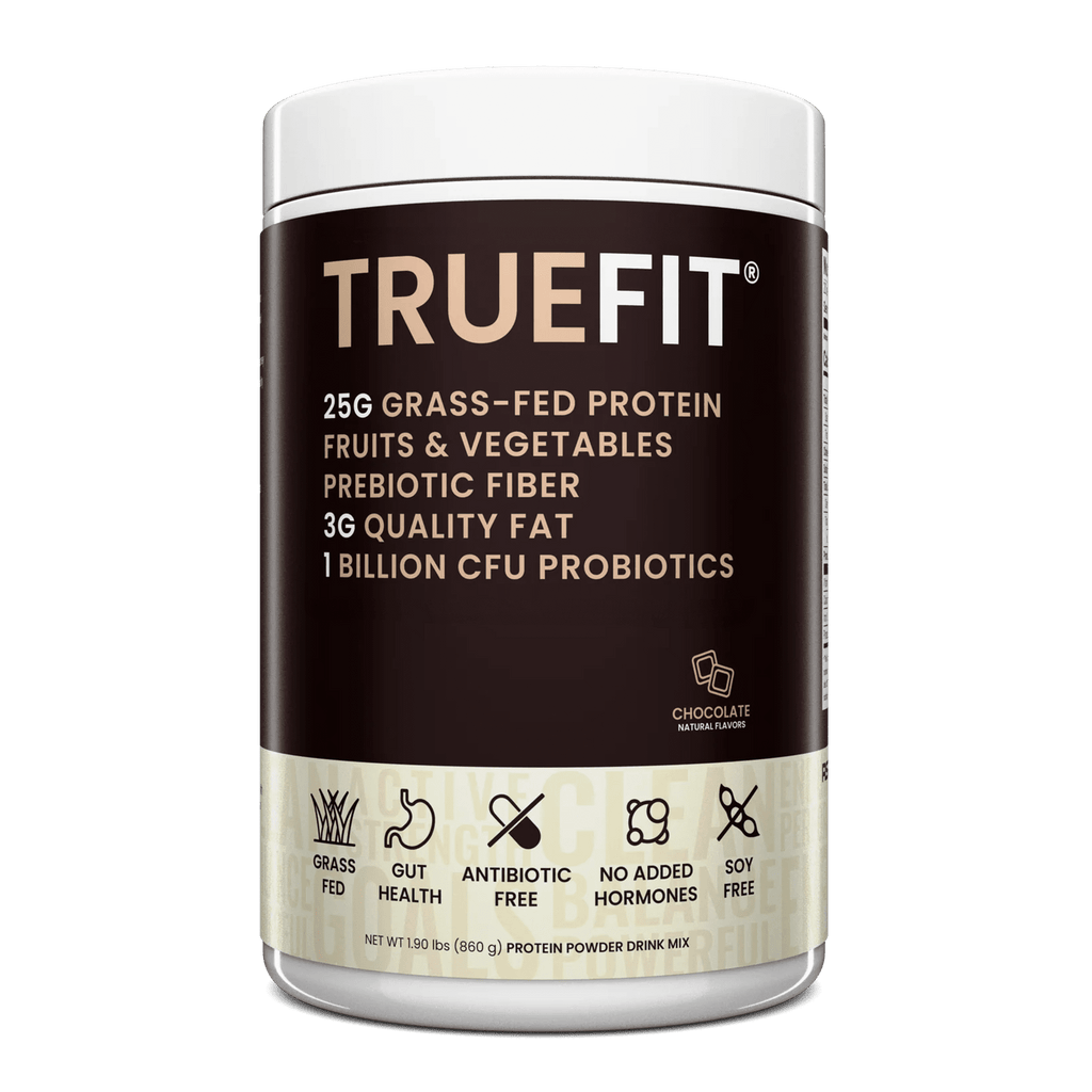 TrueFit High Fiber Protein Powder, Grass-Fed Whey Meal Replacement Shake with Prebiotics, Probiotics, & Organic Superfoods, Keto Friendly, Gluten Free