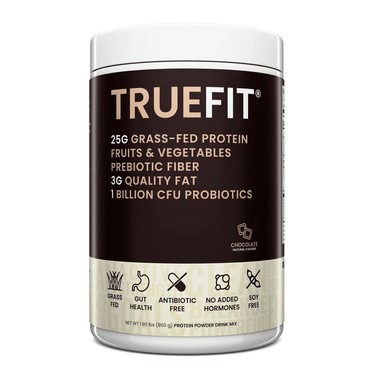 TrueFit High Fiber Protein Powder, Grass-Fed Whey Meal Replacement Shake with Prebiotics, Probiotics, & Organic Superfoods, Keto Friendly, Gluten Free