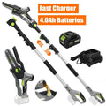 Vipuse 2-in-1 Cordless Pole Saw with 4.0Ah Rechargeable Batteries and 2.0Ah Fast Charger,16ft Max Extension,7 inch Mini Brushless Chainsaws for Tree
