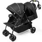 Vomeast Double Stroller for Twins, Foldable Lightweight Travel Stroller for Infant and Toddler, 5-Point Harness, Adjustable Canopy & Reclining Seat