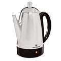West Bend Classic 12-Cup Coffee Percolator, Cordless Serving, Ready-to-Serve Light, Stainless Steel, in Silver (54159)
