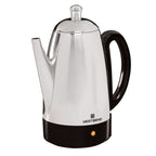 West Bend Classic 12-Cup Coffee Percolator, Cordless Serving, Ready-to-Serve Light, Stainless Steel, in Silver (54159)