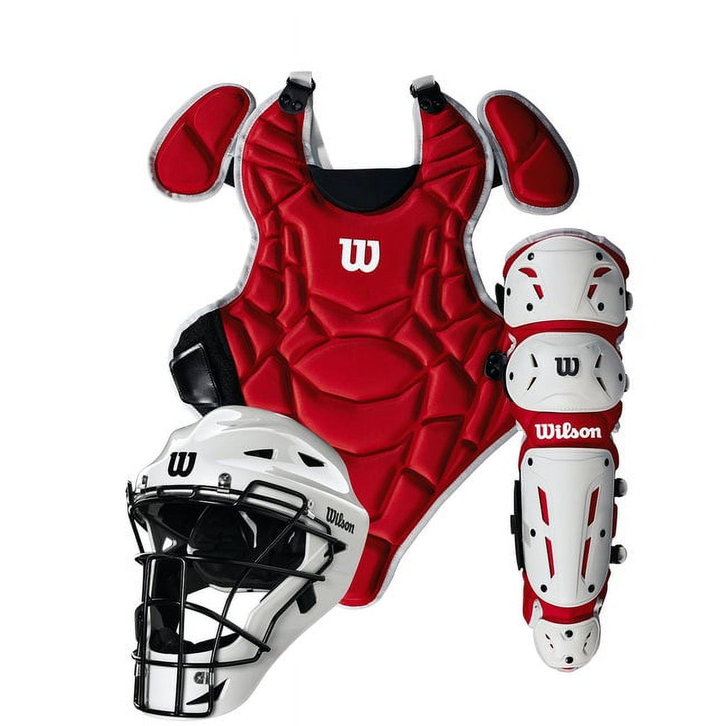 Wilson EZ Gear 2.0 Catcher’s Gear Kit - Scarlet, Large/X-Large (Ages 7-12)