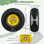 Costway 2 Pack 15 x 6.00-6 Tube-type Tires & Wheels with 3-4.6” Centered Hub, 3/4” Bushing