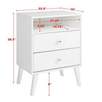 Prepac Milo 2-Drawer Tall Nightstand With Open Shelf, White