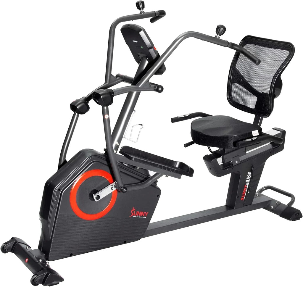 Sunny Health & Fitness Electromagnetic Recumbent Cross Trainer Elliptical Bike With Arm Exercisers - SF-RBE4886SMART