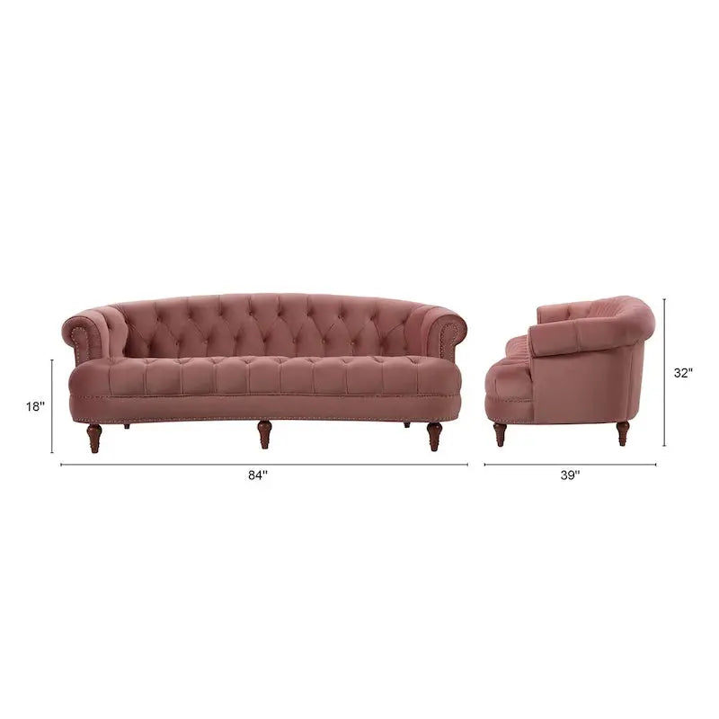 Jennifer Taylor Home La Rosa 84-Inch Velvet Chesterfield Sofa - Tufted Upholstered