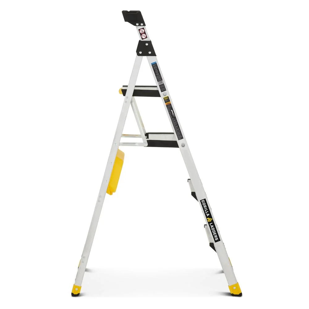 Gorilla Ladders Aluminum Dual Platform Ladder With Project Bucket, 5.5 Ft, 300 Lb Capacity