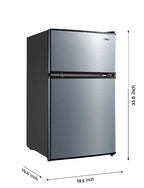 Arctic King Two-Door Mini Fridge With Freezer, 3.2 Cu. Ft., Stainless Steel