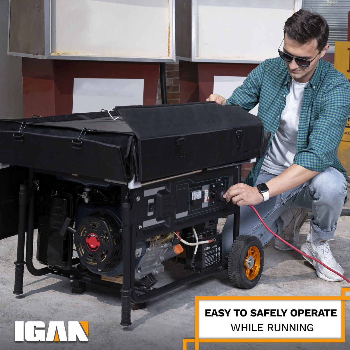 IGAN Generator Tent Waterproof Generator Cover Windproof Kit 3500–12000 Watt 10 lb. Pro Max Black
