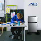 Arctic King Two-Door Mini Fridge With Freezer, 3.2 Cu. Ft., Stainless Steel