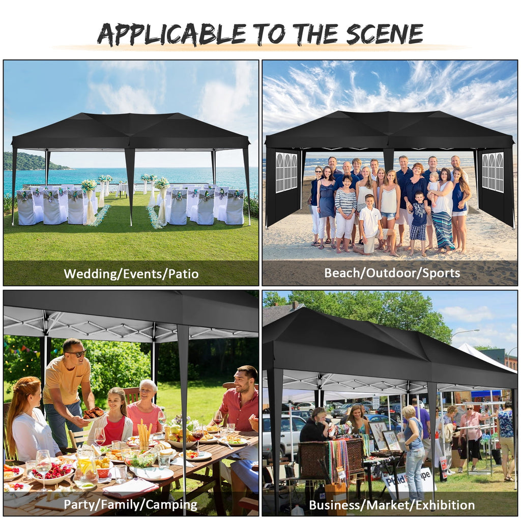 SANOPY 10' x 20' Pop Up Canopy Tent with Air Vent, Removable Sidewalls & Reflective Strips, Outdoor Instant Shelter Gazebo for Party, Camping, Beach