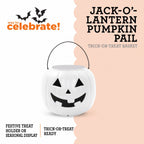 Jack-o'-Lantern Trick-or-Treat Pail, White, 8", Halloween by Way To Celebrate