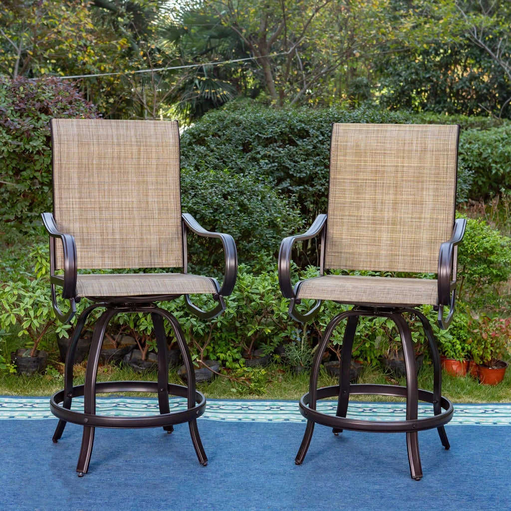 Sophia & William 2 Piece Outdoor Swivel Bar Height Stools - Textilene