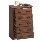 5-Drawer Storage Cabinet, 31 x 17 x 47 in, MDF - Dark Grey, Walnut, Or White