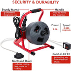50Ft x 5/16 Inch Drain Cleaner Machine, Professional Electric Drain Auger for 3/4-3 Inch Pipes, Foot Switch with 6 Cutters, Gloves, Drain Auger