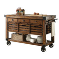 Kitchen Cart Rolling Island With 3 Storage Drawers - Distressed Chestnut