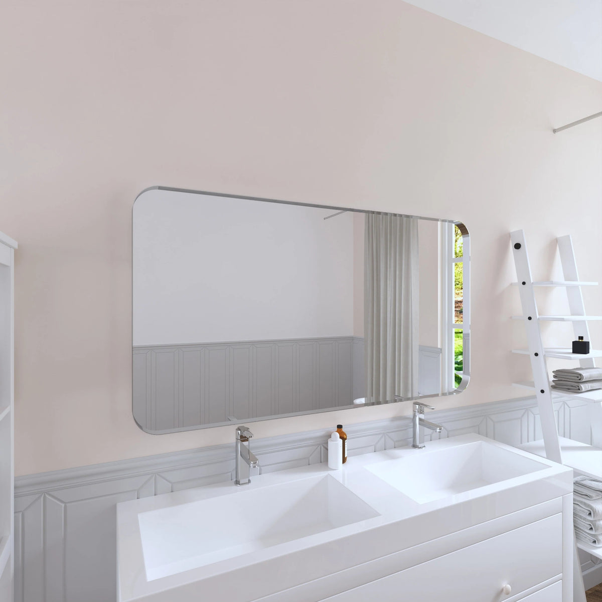 Aluminum Alloy Rounded Corner Wall Vanity Mirror