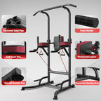 AQUVII Pull Up Rack Bar, 450 LBs Power Tower Dip Bar Station Dip Stand Multi-Function Home Strength Training Fitness Workout Station for Home Gym