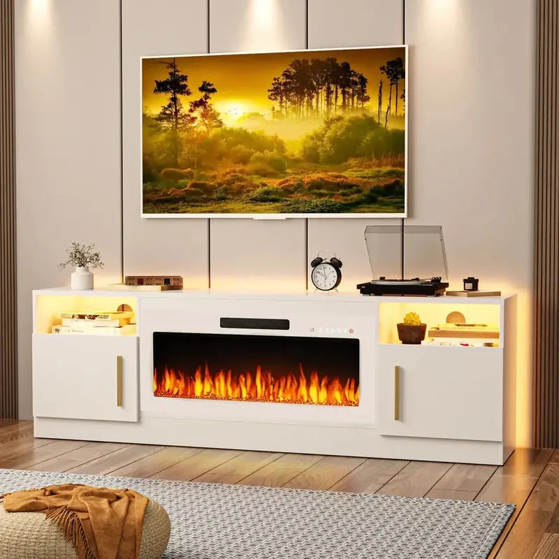 Bossin 70in Fireplace TV Stand With 16-Color LED Lighting